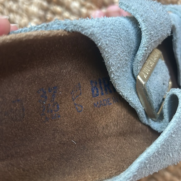 Birkenstock soft footbed 37 regular light blue suede Arizona sandals - Picture 8 of 8